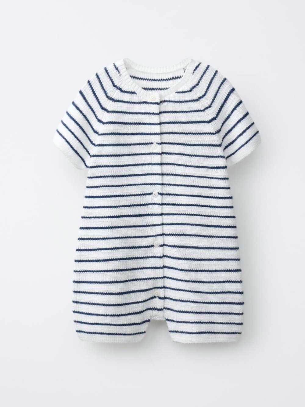 ZARA STRIPED PEARL KNIT SHORT JUMPSUIT